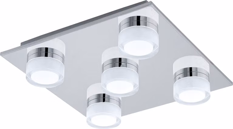 Aplique de pared Eglo Romendo 1 LED con acabado en cromo y cristal transparente para baño, luz blanca cálida 3000 K, IP44