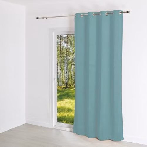 Cortina Lisa Efecto Terciopelo HomeMaison Color Turquesa An/P/Al: 140 x 260 cm