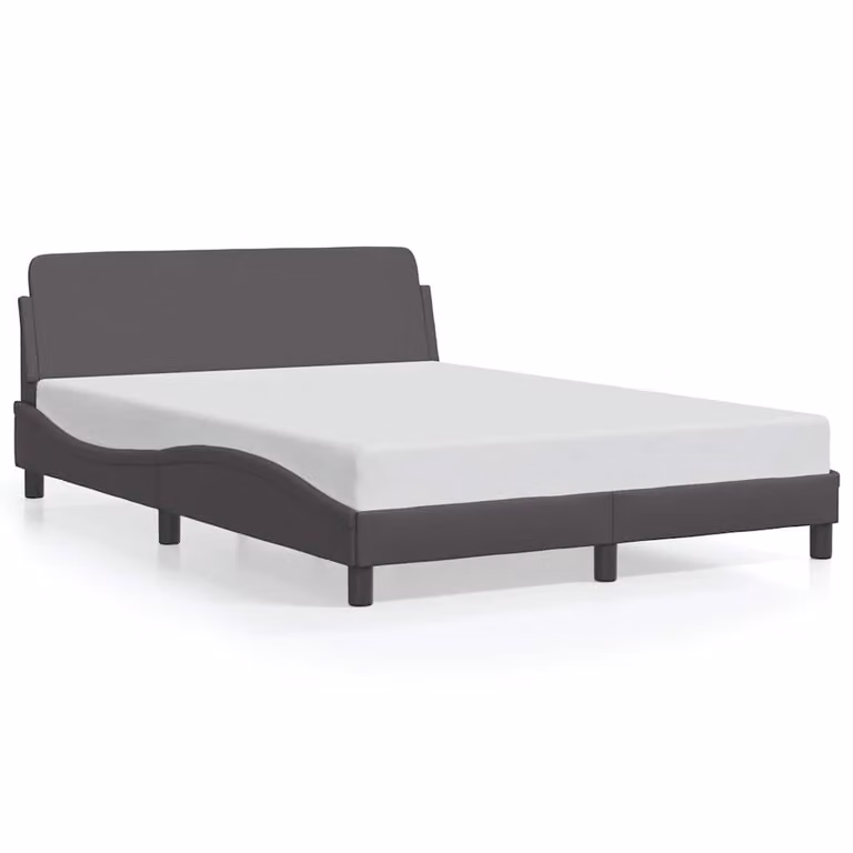 Estructura de cama Dover de vidaXL tapizada en cuero sintético gris de 140 x 190 cm