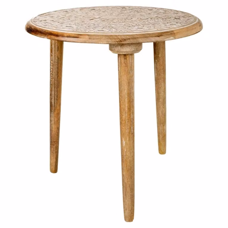 Mesa de centro Wanderlust deco de madera de mango estilo escandinavo marrón y blanco An/P/Al: 45 x 45 x 45 cm