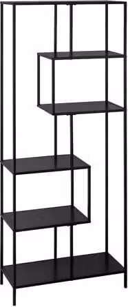 Estantería asimétrica de 6 niveles Sweeek en metal negro An/P/Al: 77 x 33 x 185 cm
