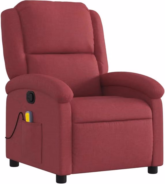 Sillón de masaje reclinable SYFAX de tela color rojo con estructura mixta y reposabrazos