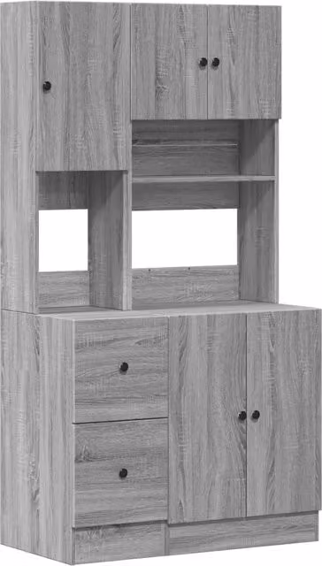 Armario de cocina moderno Helloshop26 en madera MDF con puertas y estantes, An/P/Al: 95 x 50 x 180 cm, disponible en gris y marrón