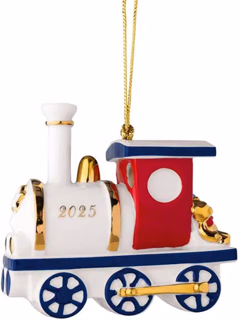 Adorno de tren de porcelana Villeroy & Boch Christmas Classics multicolor y blanco para tu árbol de Navidad