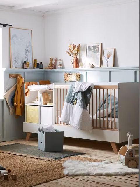 Cama combinada 4 en 1 evolutiva COMBINID de VERTBAUDET en blanco y multicolor, An/P: 90 x 190 cm