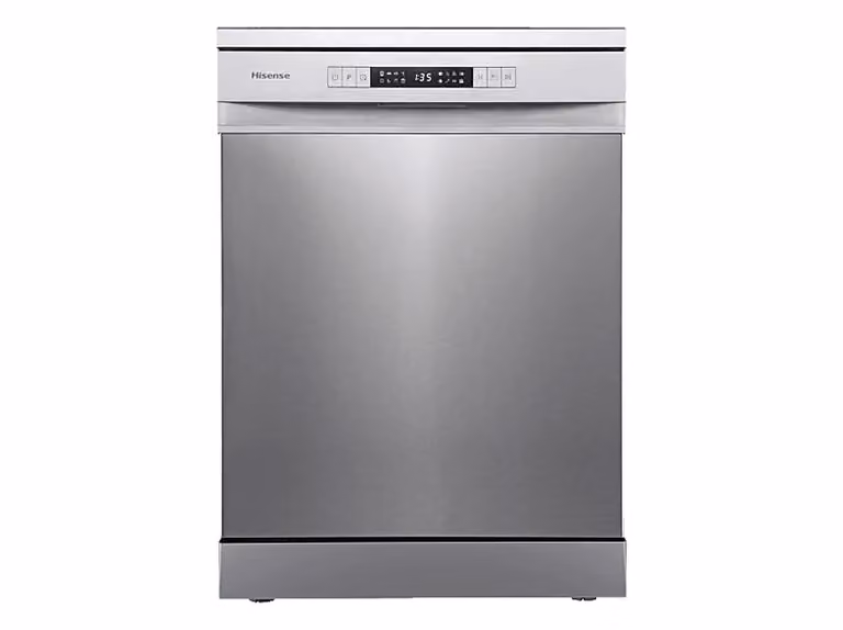 Lavavajillas de libre instalación Hisense HS623D10X en color silver con 14 servicios, 7 programas y tercera bandeja, An/P/Al: 60 x 60 x 85 cm