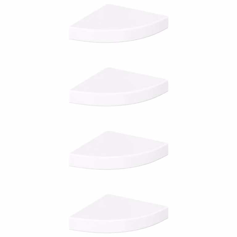 Set de 4 estantes esquineros flotantes vidaXL en blanco brillante, An/P/Al: 25 x 25 x 3,8 cm