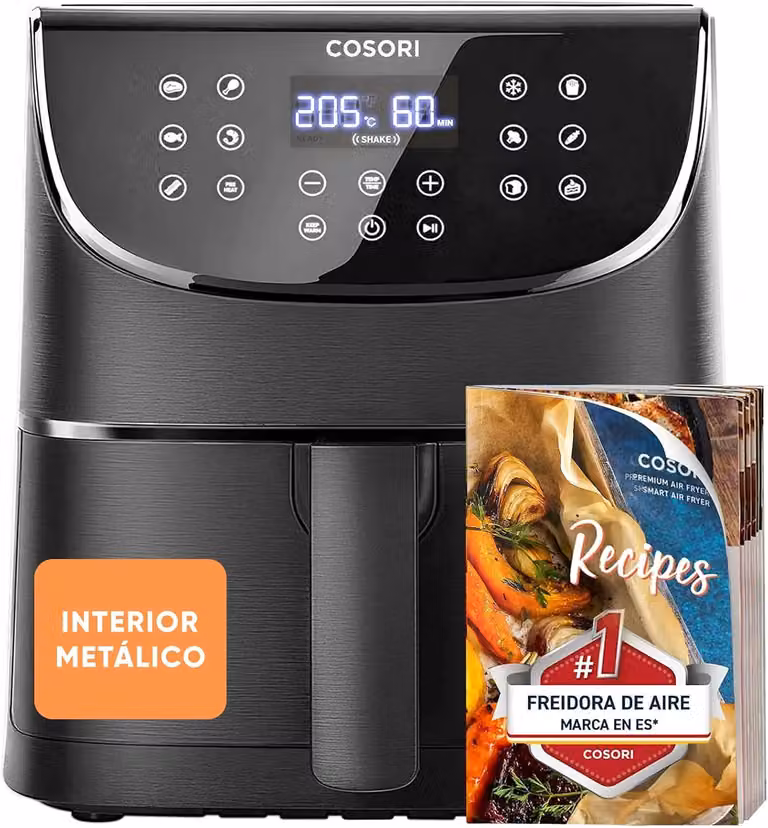 Freidora sin aceite Cosori CP158 con tecnología de aire caliente, pantalla digital y temporizador, 5,7 l, Negro