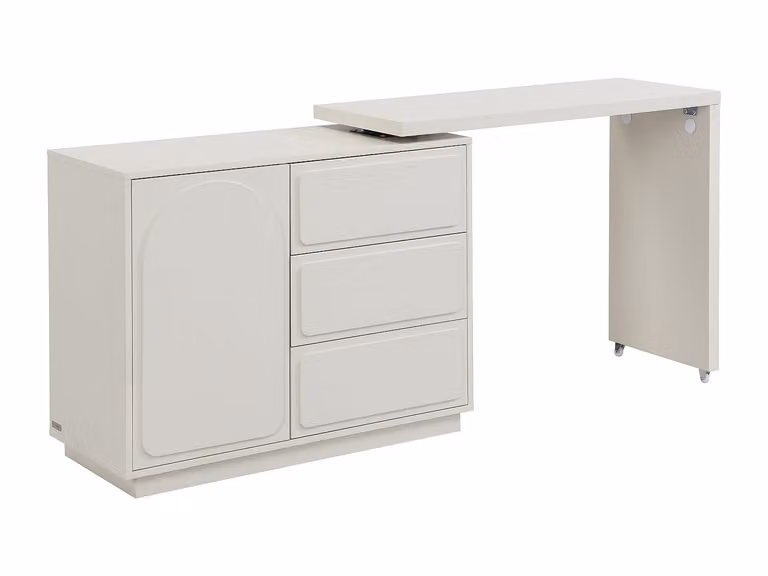Tocador con ángulo pivotante de VENTE-UNIQUE en color beige con 3 cajones y 1 puerta de MDF An/P/Al: 100 x 40 x 75 cm