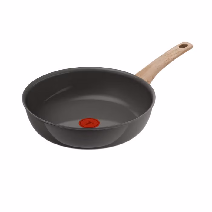 Wok Tefal Renew de 28 cm con revestimiento cerámico antiadherente y cuerpo de aluminio reciclado en color gris, compatible con inducción