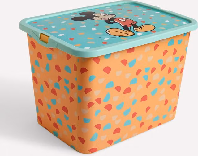 Caja de ordenación Mickey Disney con tapa, multicolor, de plástico para habitación infantil