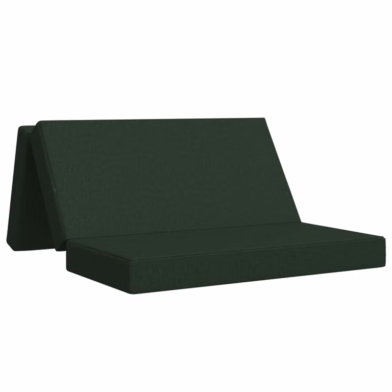 Sofá cama plegable vidaXL de color verde con estructura tapizada y relleno de espuma, An/P/Al: 120 x 67 x 45 cm