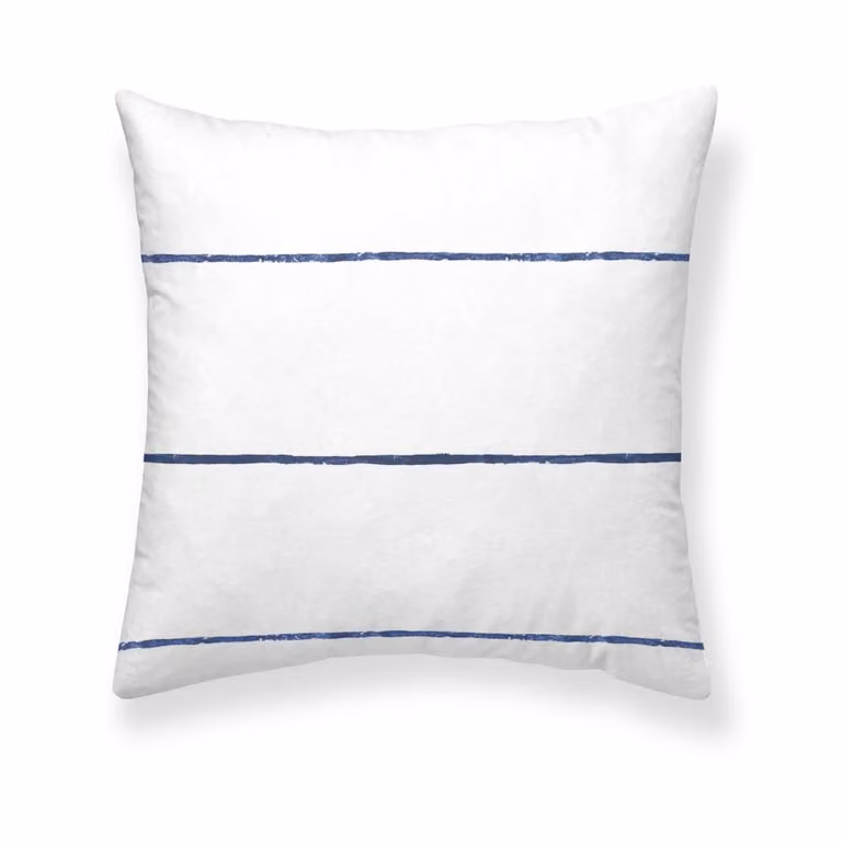 Funda de almohada de algodón de 300 hilos con diseño de rayas en azul y blanco, An/P/Al: 80 x 80 cm