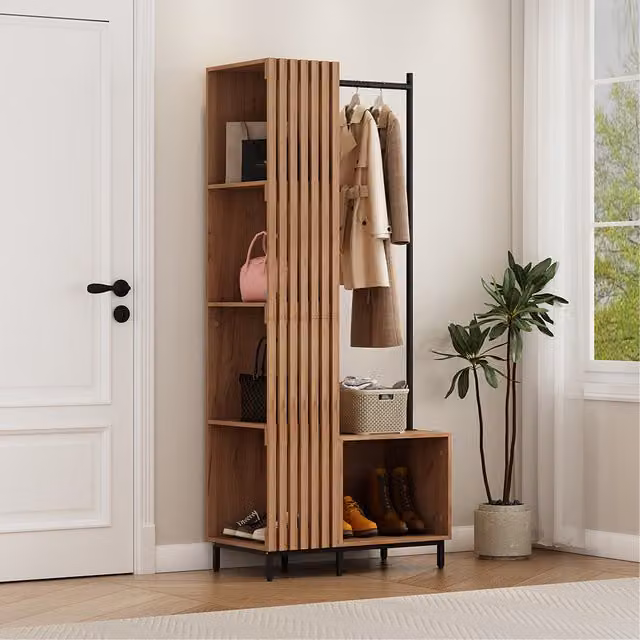 Armario Zinto Vicco en Roble Dorado con 5 Compartimentos de Almacenamiento, An: 80 cm, Pr: 45 cm, Al: 187 cm