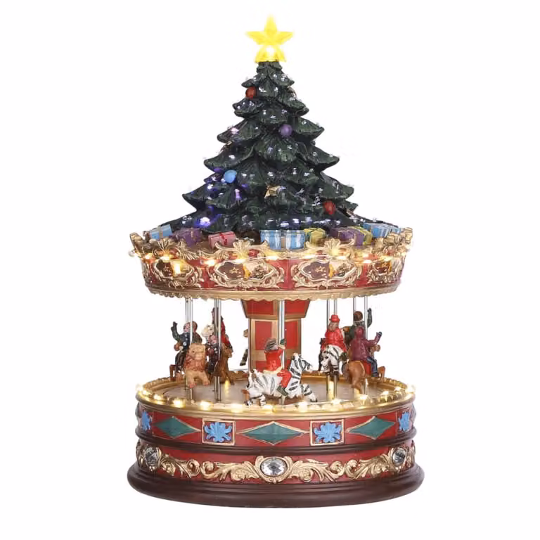 Pueblo navideño carrusel multicolor LuVille Al 35 cm x An 22 cm x P 22 cm