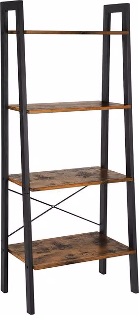Estantería Oskar de metal y MDF en color negro y marrón de estilo rústico con altura de 137,5 cm