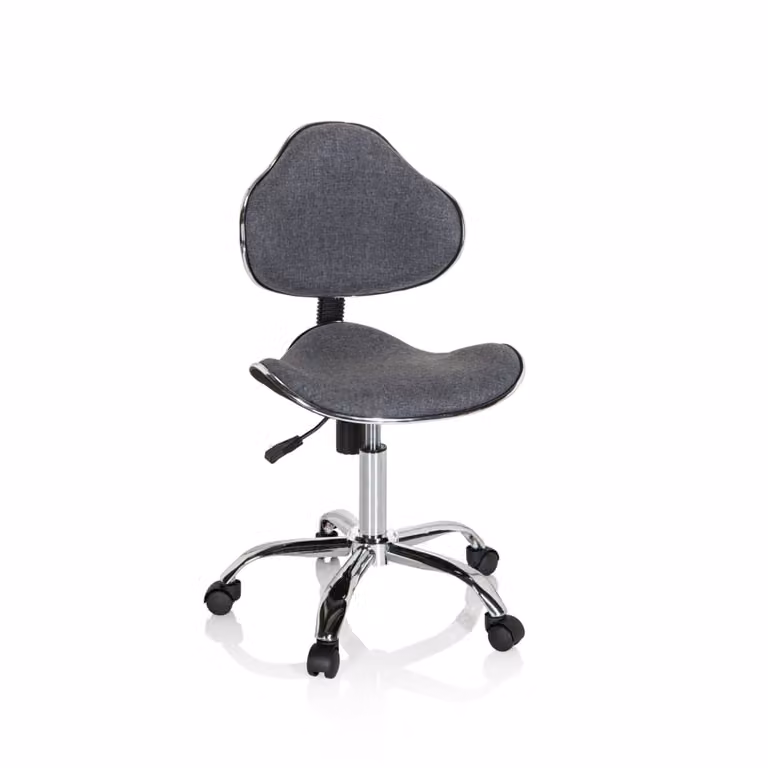 Silla giratoria para niños hjh OFFICE en tela gris con ruedas y estructura de metal
