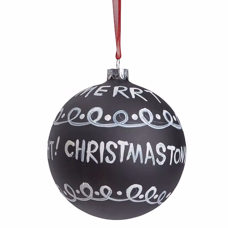 Bola de Navidad Sia Deco de Vidrio con Letras en Blanco, Negro y Rojo, Diámetro: 10 cm