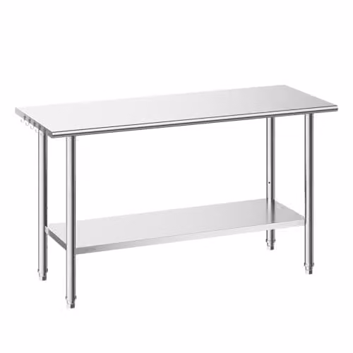Mesa de trabajo de acero inoxidable VEVOR en color plata, An/P/Al: 254 x 61 x 86,4 cm
