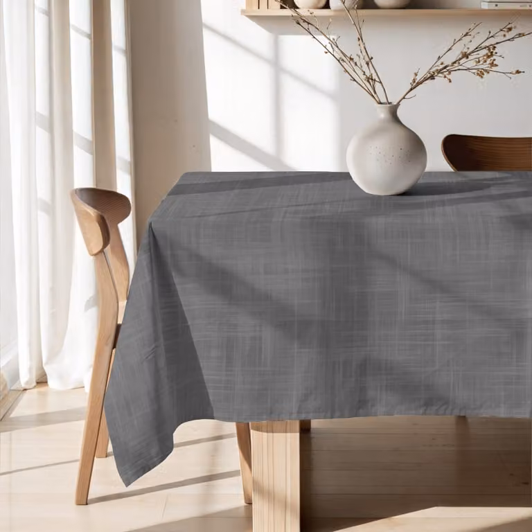 Mantel Muare Home de algodón orgánico antimanchas y repelente al agua, color gris, rectangular, 250 x 155 cm