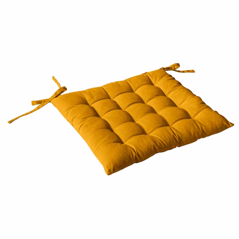 Cojín de silla reversible Enjoy Home en algodón piqué certificado Öko-Tex, color amarillo, 38 x 38 cm