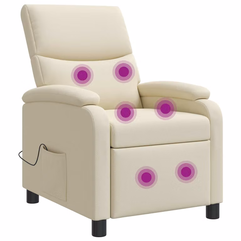 Silla de masajes reclinable vidaXL en color beige con acabado de cuero sintético