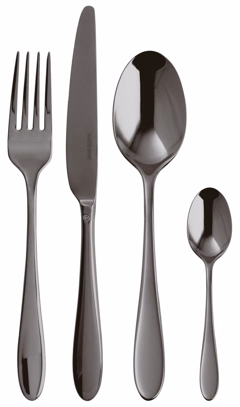 Juego de cubiertos Sambonet Monoblock Velvet de 24 piezas en acero inoxidable con acabado negro para adultos