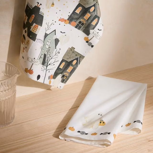 Set de 2 paños de cocina Halloween de El Corte Inglés en algodón multicolor y blanco
