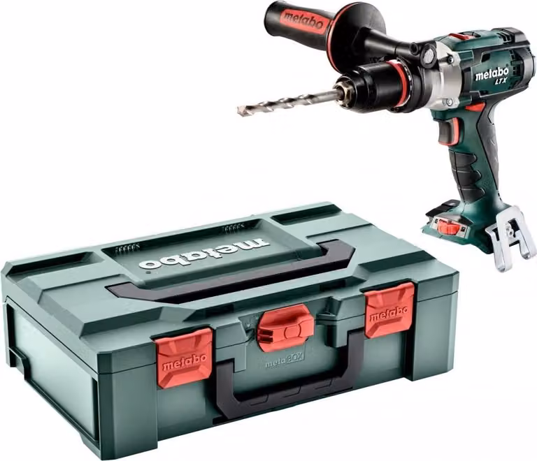 Taladro percutor inalámbrico Metabo 18V modelo SB18LTX en colores negro, verde y gris
