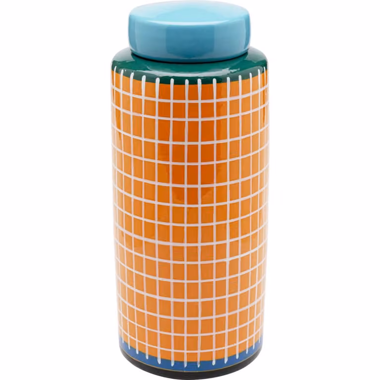 Caja decorativa de porcelana con diseño geométrico multicolor de Kare Design, Ancho: 37 cm