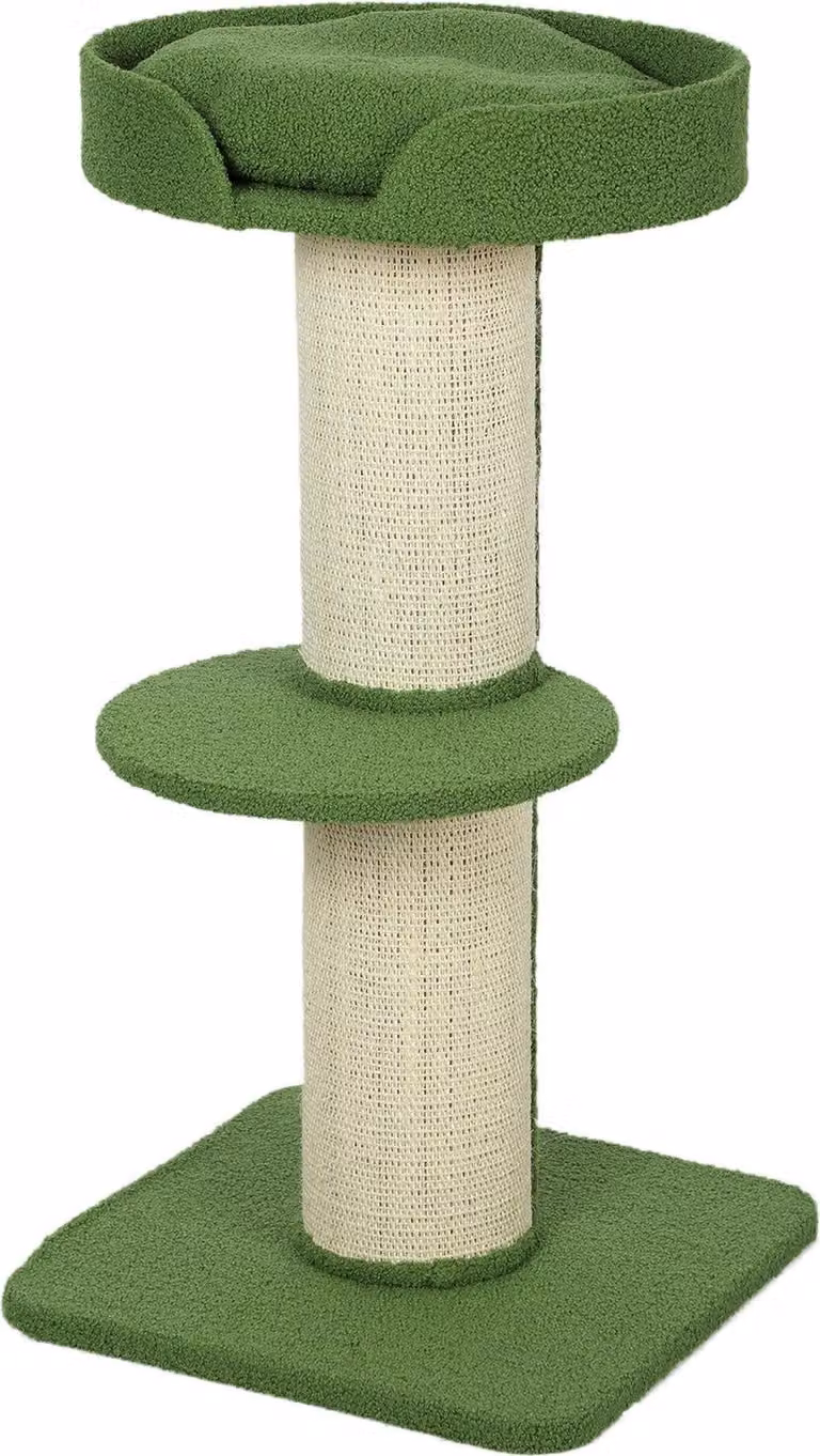 Árbol para gatos Northio de 91 cm con cama, plataformas y postes de sisal, color verde