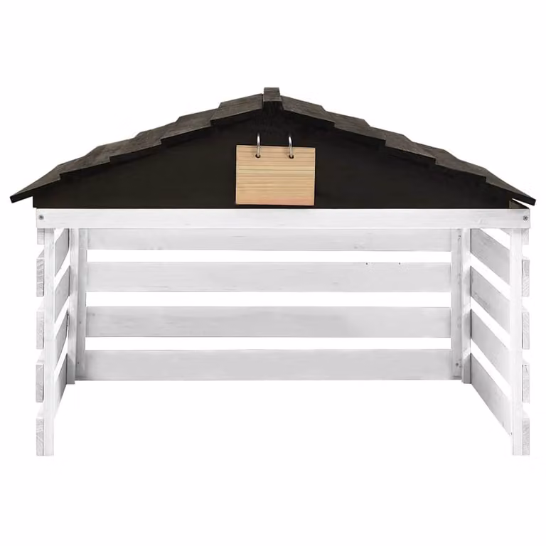 Caseta para cortacésped robótico vidaXL de madera en blanco y negro, An/P/Al: 78 x 74 x 54 cm