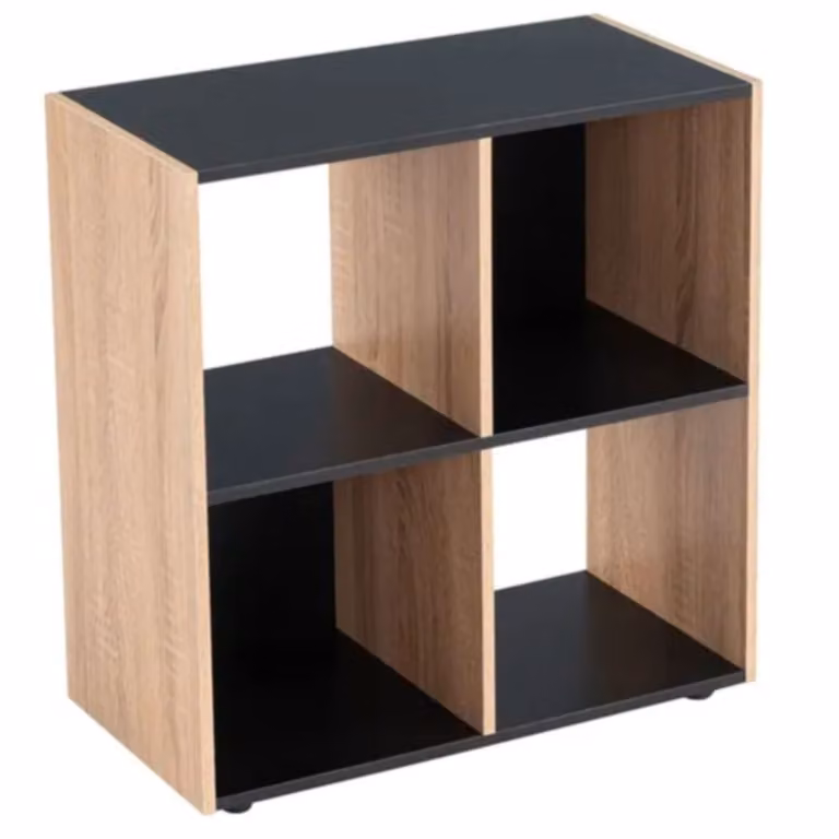 Estantería de cubo casaselección con 4 huecos en negro y blanco, diseño moderno para salón, oficina o dormitorio, An/P/Al: 62 x 30 x 60 cm