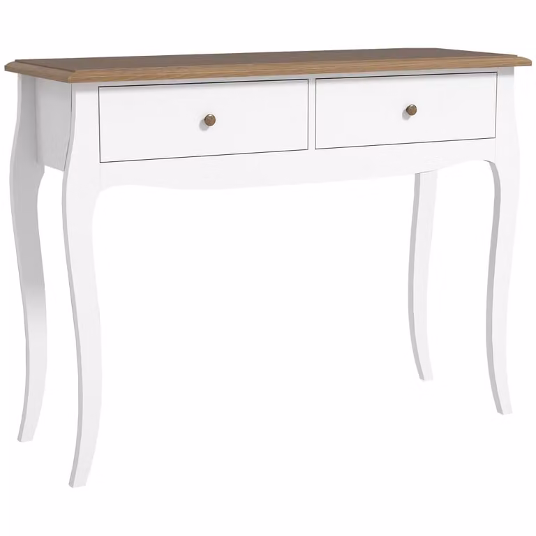 Mesa de consola Homcom en blanco y madera, An/P/Al: 100 x 35 x 76.5 cm