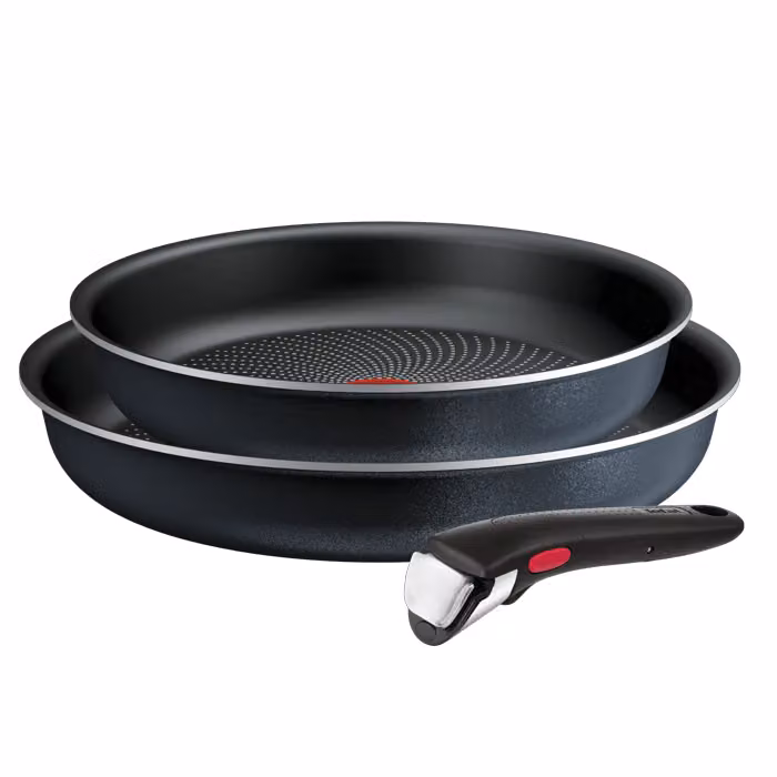 Set de 3 sartenes Tefal Ingenio So'Light con mango extraíble, revestimiento antiadherente de titanio, color negro