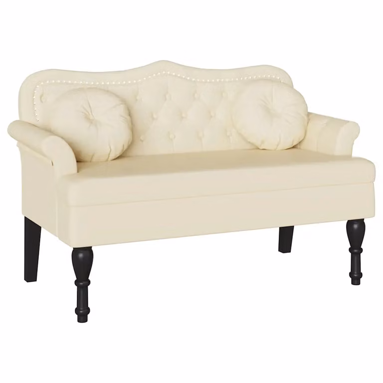 vidaXL Banco Chesterfield en Cuero Sintético Color Beige An/P/Al: 120.5 x 65 x 75 cm