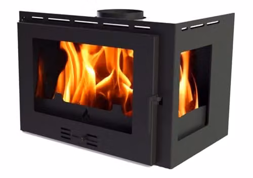 Inserto angular para chimenea de leña F.lli Lerda L-60 de 12 kW en acero color negro