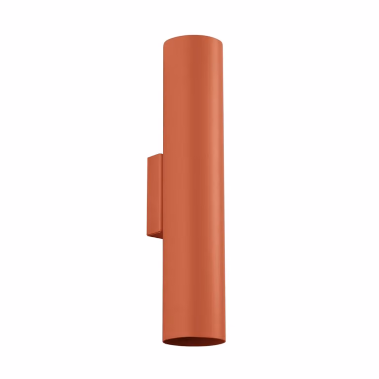 Lámpara de pared moderna Sollux Lighting en color rojo y acabado de metal, diseño cilíndrico, Altura: 6 cm