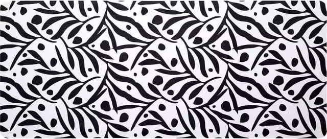 Alfombra de diatomita 5five con diseño de palmeras en blanco y negro, antideslizante y ultraabsorbente, An/P: 50 x 120 cm