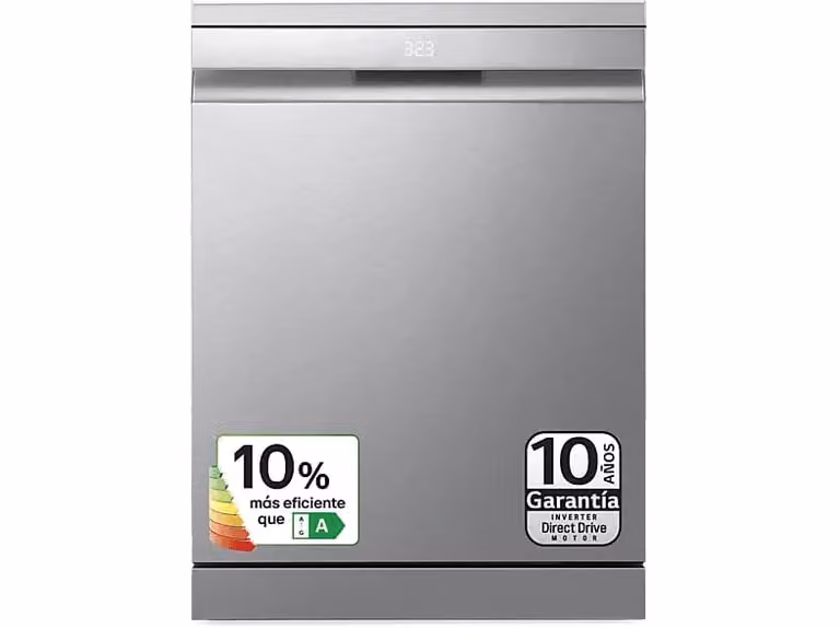 Lavavajillas LG DF587HVS de 10 servicios con lavado a vapor y control por WiFi en color plata y acabado acero antihuellas