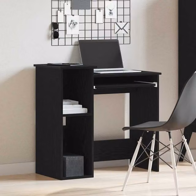 Escritorio para ordenador SYFAX con estantes en color negro y acabado en MDF laminado An/P/Al: 84 x 40 x 78 cm