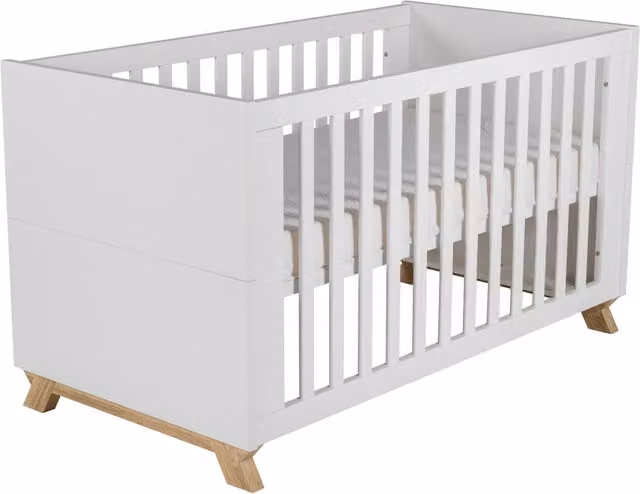 Cuna convertible en cama Ikid Veneto de estilo escandinavo en color blanco An/P/Al: 140 x 70 x 145 cm