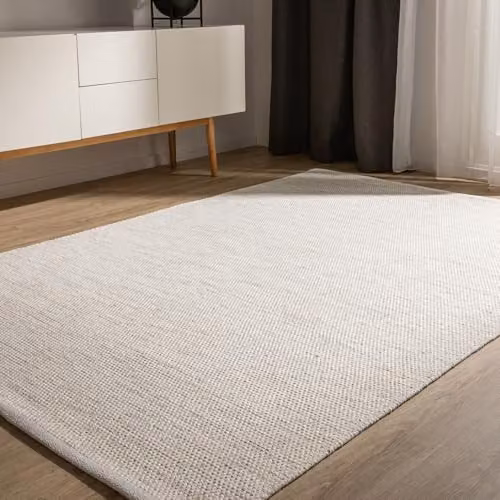 Alfombra de algodón Benuta Basic Ron color beige, tejida a mano con estilo minimalista, An: 240 cm, P: 340 cm