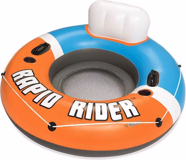 Flotador de rápidos Bestway Comfort para una persona, multicolor con detalles en amarillo y negro, 135 cm