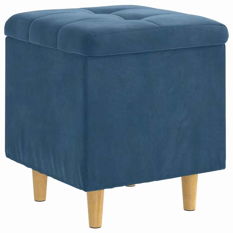 Ottoman con almacenamiento azul de terciopelo vidaXL An/P/Al: 40 x 40 x 45 cm