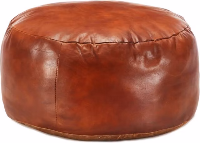 Puf cilíndrico SYFAX de cuero de cabra marrón An/P/Al: 60 x 30 x 30 cm