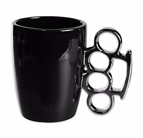 Taza de café de cerámica con diseño de nudillos de cobre en color negro para adultos