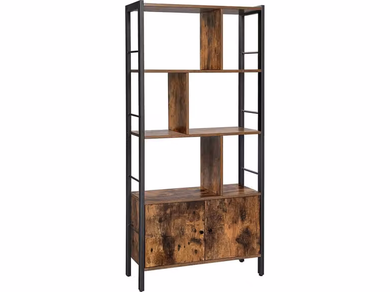 Estantería de 4 niveles Songmics de estilo industrial en marrón y negro, An/P/Al: 74 x 30 x 154,5 cm