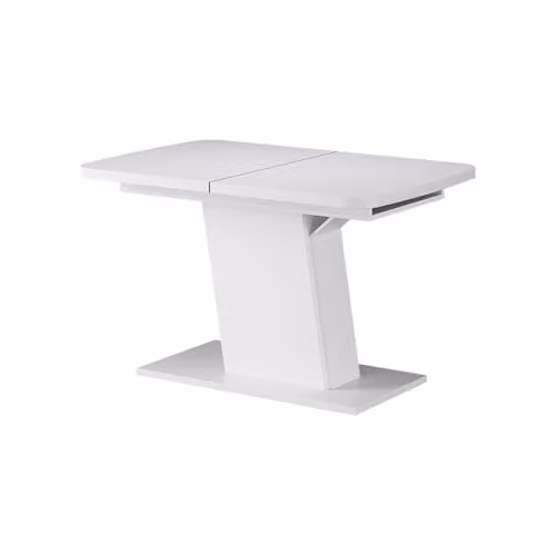 Mesa de comedor extensible Vicco Fenaro blanca de diseño moderno con columna central