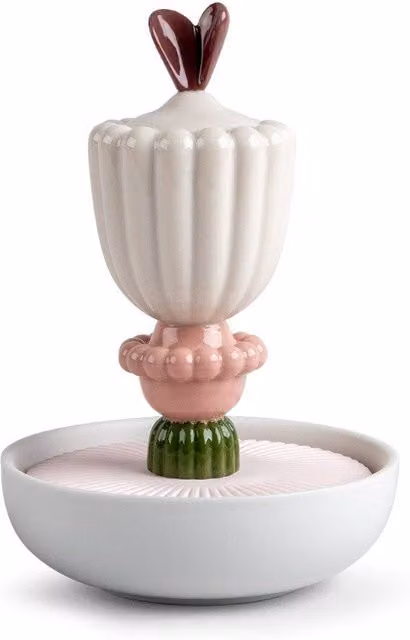 Difusor eléctrico floral Lladró de porcelana blanca para mesa